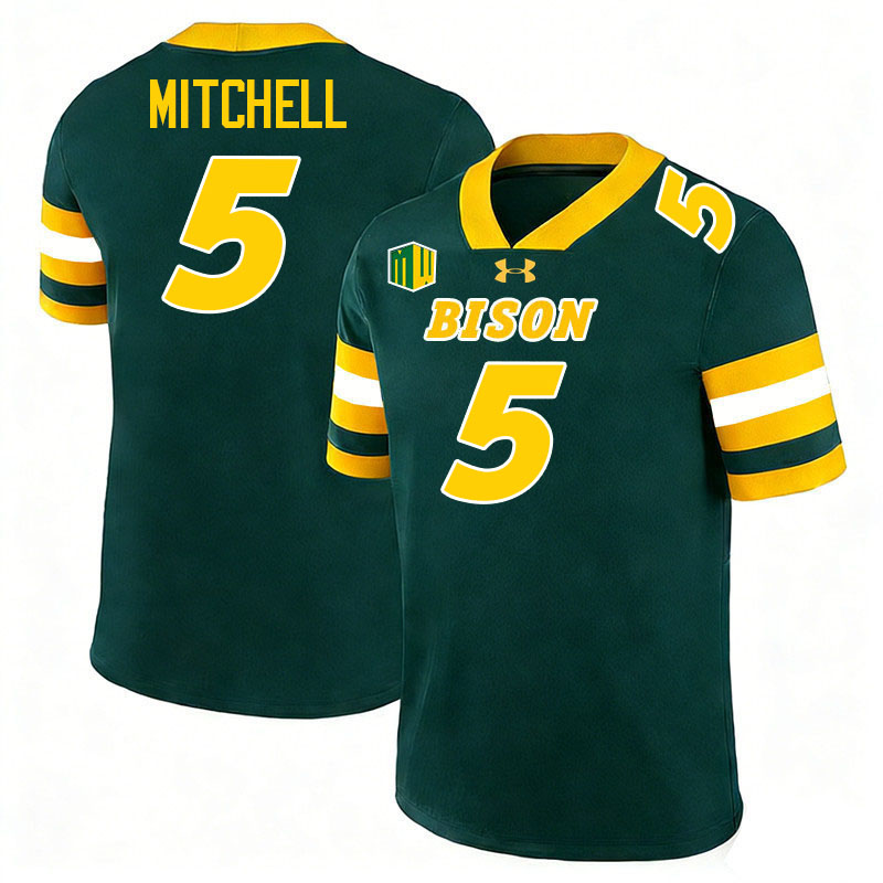 North Dakota State Bison #5 Myles Mitchell College Football Jerseys,Uniforms-Green